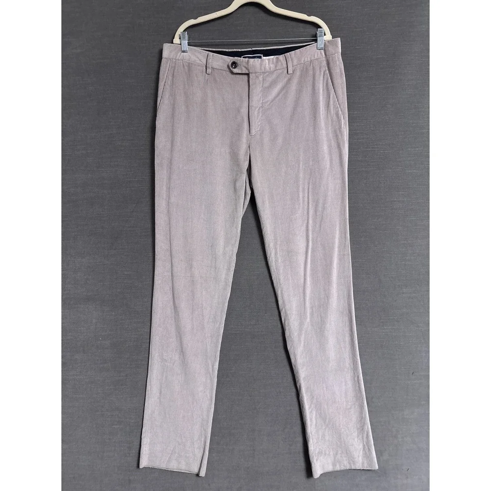 Beretta Trousers 38 Gray Cotton Cashmere Corduroy Unhemmed Italy Luxury Soft